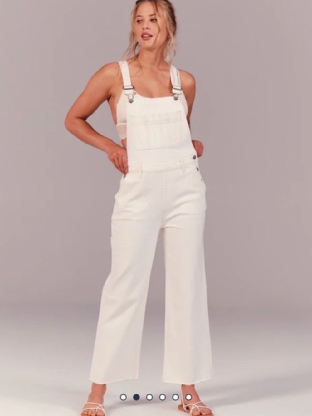 Abercrombie & Fitch White Denim Overalls with Front Bib NWOT